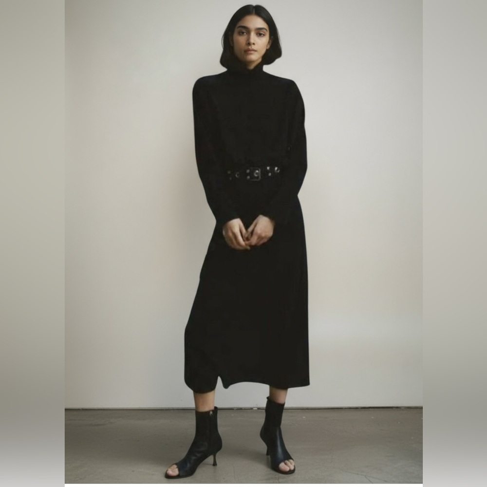 Zara High Collar Midi dress black sz S